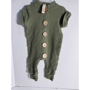 Childhoods Green Baby Hooded Made in USA Romper Outfit, 0-3 months